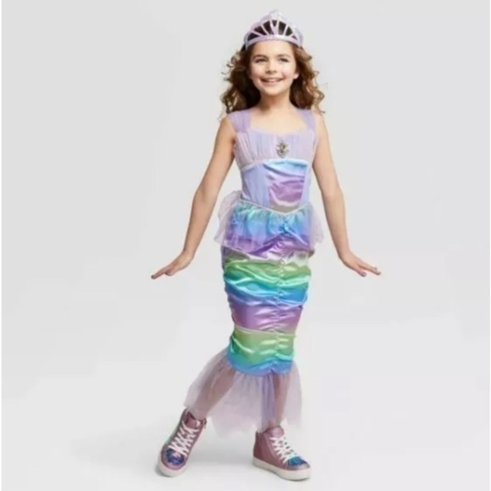 NWT Mermaid Halloween Costume Dress Kids iridescent Mermaid Costume